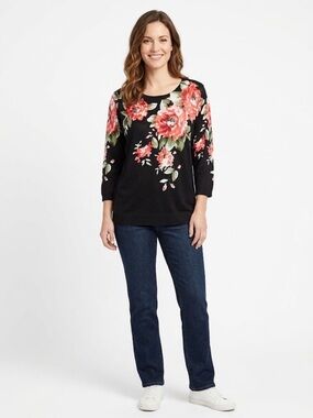 C.D. Daniels Floral Sweater Soft Stretchy Comfy Embellished